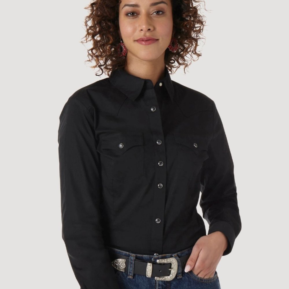Wrangler Black Long Sleeve Button Down